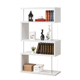 Modern 4 Shelf Asymmetrical Snaking Bookcase - Glossy White-le-home-chic.myshopify.com-BOOKCASE