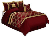 7 Piece Comforter Set Queen- Burgundy and Gold Embroidered-le-home-chic.myshopify.com-COMFORTER SET