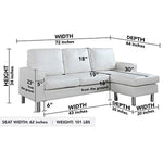 White Sectional Sofa - Small Space Reversible-le-home-chic.myshopify.com-SECTIONAL