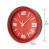 8” Red Silent Kitchen Wall Clock Battery Operated-le-home-chic.myshopify.com-CLOCKS