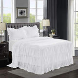 3 Piece Ruffle Skirt Bedspread - White 30 inches Drop Ruffled Style-le-home-chic.myshopify.com-COMFORTER SET