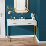 White and Gold Writing Desk Desk with 2 Drawers-le-home-chic.myshopify.com-COMPUTER DESK