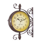 Vintage Double Sided Wall Clock Iron Metal Silent-le-home-chic.myshopify.com-CLOCKS