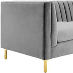 Channel Tufted Velvet Sofa with Gold Stainless Steel Legs in Gray-le-home-chic.myshopify.com-SOFA