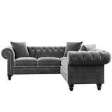 Chesterfield Sectional Sofa - Tufted Velvet 3 Pillows Included-le-home-chic.myshopify.com-SOFA SECTIONAL
