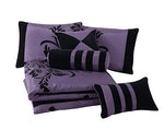 7-Piece Black Violet Flocked Silk Bedding Comforter Set-le-home-chic.myshopify.com-BEDDING SET