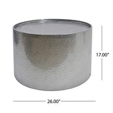 Modern Round Coffee Table with Hammered Iron, Silver-le-home-chic.myshopify.com-COFFEE TABLE