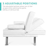 White Upholstered Modern Convertible Folding Futon Sofa Bed-le-home-chic.myshopify.com-SOFA