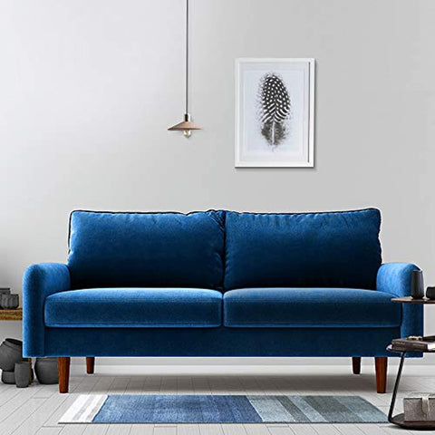 Velvet 72" Round Arms Sofa with Solid Wood Frame (Space Blue)-le-home-chic.myshopify.com-SOFA SECTIONAL