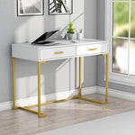 White and Gold Writing Desk Desk with 2 Drawers-le-home-chic.myshopify.com-COMPUTER DESK