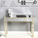 3 Drawer Mirrored Media Console/Desk Table-le-home-chic.myshopify.com-CONSOLE DESK