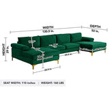 Large Velvet Sectional w/Golden Legs, U Shaped-le-home-chic.myshopify.com-SECTIONAL
