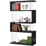 Modern 4 Shelf Asymmetrical Snaking Bookcase - Glossy White-le-home-chic.myshopify.com-BOOKCASE