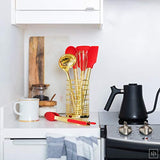 Gold & Red Kitchen Utensils Set with Holder-le-home-chic.myshopify.com-KITCHEN UTENSILS