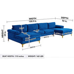 Modern Large Velvet Fabric Sectional with Golden Legs-U Shaped-le-home-chic.myshopify.com-U SHAPED SECTIONAL