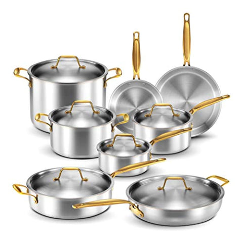 14-Piece  Professional Home Chef Grade Clad Pots and Pans Sets-le-home-chic.myshopify.com-COOKWARE SET