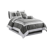 7 Pieces Caprice Gray/White Hotel Bedding Comforter Set-le-home-chic.myshopify.com-BEDDING SET