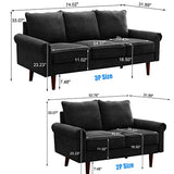 2 Piece Sofa Set Mid Century Modern Upholstered (Black)-le-home-chic.myshopify.com-SOFA SET