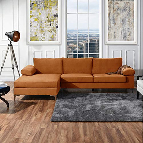 Modern Large Orange Velvet Fabric Sectional Sofa-le-home-chic.myshopify.com-SECTIONAL