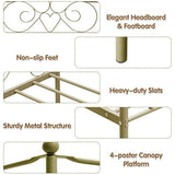 Metal Canopy Bed Frame W/Headboard and Footboard (Gold)-le-home-chic.myshopify.com-CANOPY METAL BED