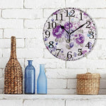 Purple Flower 9.84" Silent Non Ticking Wall Clock Battery Operated-le-home-chic.myshopify.com-CLOCKS