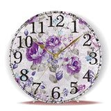Purple Flower 9.84" Silent Non Ticking Wall Clock Battery Operated-le-home-chic.myshopify.com-CLOCKS