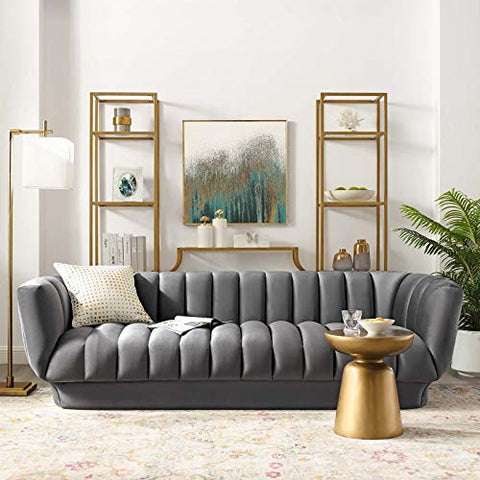 Vertical Channel Tufted Performance Velvet Sofa  in Gray-le-home-chic.myshopify.com-GREY SOFA