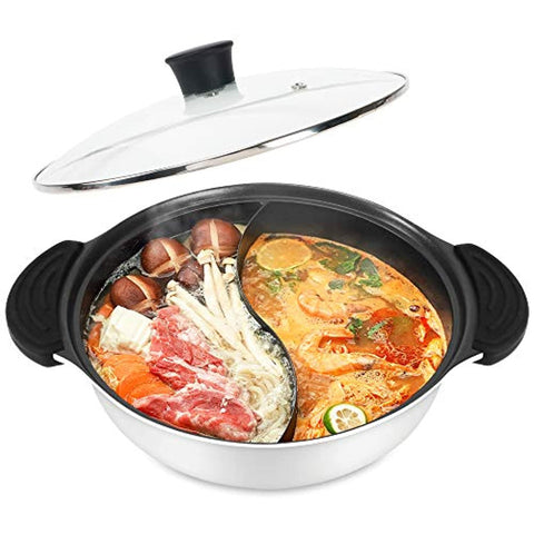 Non-Stick Casserole Induction Cooktop Sided Pot with Divider-le-home-chic.myshopify.com-COOKWARE