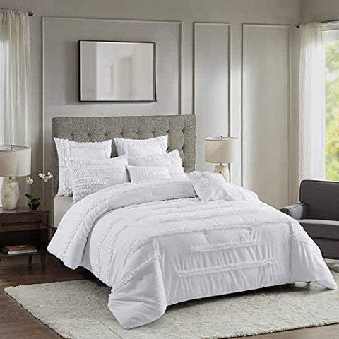 7-Piece White Oversize Light-Weight Microfiber Comforter Sets-le-home-chic.myshopify.com-COMFORTER SET
