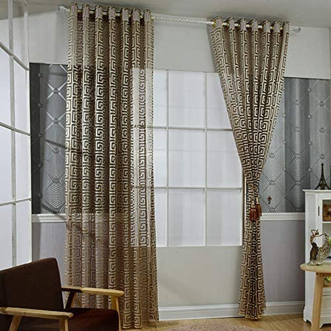 Black and Gold Sheer Curtains - Jacquard Luxury Tulle Curtains-le-home-chic.myshopify.com-CURTAINS