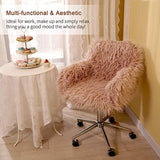 Fur Vanity Chair- Pink Arm Chrome Base Office Compact Padded Seat-le-home-chic.myshopify.com-OTTOMAN
