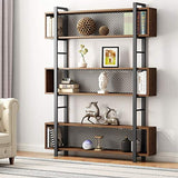 5-Shelf Bookshelf with Metal Wire, Vintage Industrial-le-home-chic.myshopify.com-BOOKCASE