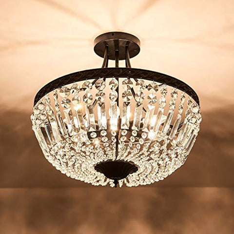 Crystal Chandelier,  Modern Semi Flush Mount Ceiling Light Fixture-le-home-chic.myshopify.com-LIGHTENING