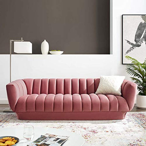 Vertical Channel Tufted Performance Velvet Sofa in Dusty Rose-le-home-chic.myshopify.com-DUSTY ROSE SOFA