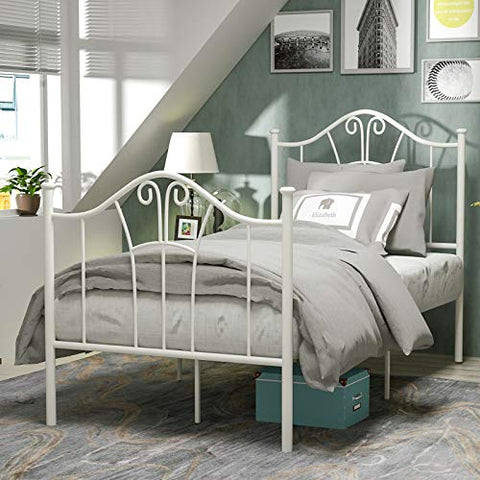 Metal Twin XL Bed Frame-Platform Bed - Curved Headboard Footboard-le-home-chic.myshopify.com-METAL BED