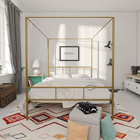 Luxe Canopy Bed Frame - Gold (Size Variations Available)-le-home-chic.myshopify.com-GOLD METAL BED