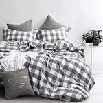 Gray White Plaid Reversible Print Bedding Cover Sets-le-home-chic.myshopify.com-DUVET SET