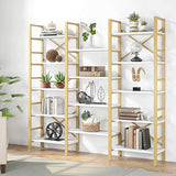 5 Tier Etagere Large Open Bookshelf Faux White Marble Look Shelves-le-home-chic.myshopify.com-BOOKCASE