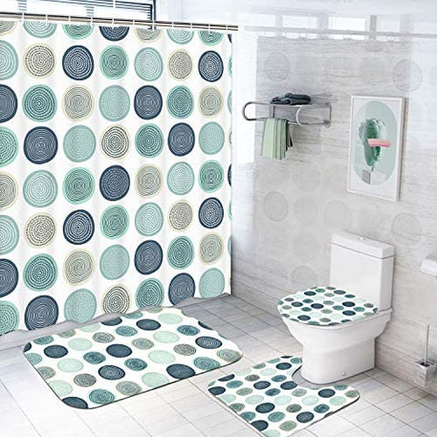4 Pcs Abstract Tree Shower Curtain Set with Non-Slip Rug-le-home-chic.myshopify.com-SHOWER CURTAIN SET