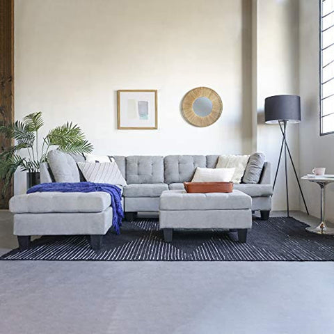 3 Piece Modern Tufted Micro Suede L Shaped Sectional Sofa-le-home-chic.myshopify.com-SECTIONAL