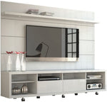 86 Inch TV Stand and Floating Wall with LED Lights in White Gloss-le-home-chic.myshopify.com-FLOATING TV STAND