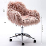 Fur Vanity Chair- Pink Arm Chrome Base Office Compact Padded Seat-le-home-chic.myshopify.com-OTTOMAN