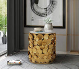 Round Marble Top Side Table, 16", Gold-le-home-chic.myshopify.com-END TABLES SET