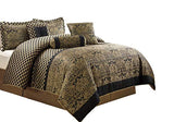 7-Piece Jacquard Floral Comforter Set,  Black/Gold-le-home-chic.myshopify.com-BEDDING SET