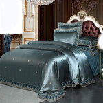 Luxury Lace Jacquard Duvet Cover Set Dark Green-le-home-chic.myshopify.com-BEDDING SET