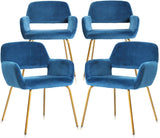 Modern Velvet Accent Chairt/Solid Golden Metal Leg Set of 4-le-home-chic.myshopify.com-CHAIRS
