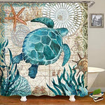Sea Turtle Fabric Shower Curtain 72x72-le-home-chic.myshopify.com-SHOWER CURTAIN