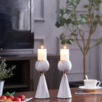 Set of 2 White Candle Holders, Modern Vegan Marble-le-home-chic.myshopify.com-CANDLE SET