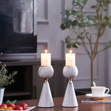 Set of 2 White Candle Holders, Modern Vegan Marble-le-home-chic.myshopify.com-CANDLE SET