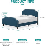 Upholstered Platform Bed Frames with Height Adjustable Headboard (QUEEN)-le-home-chic.myshopify.com-BED